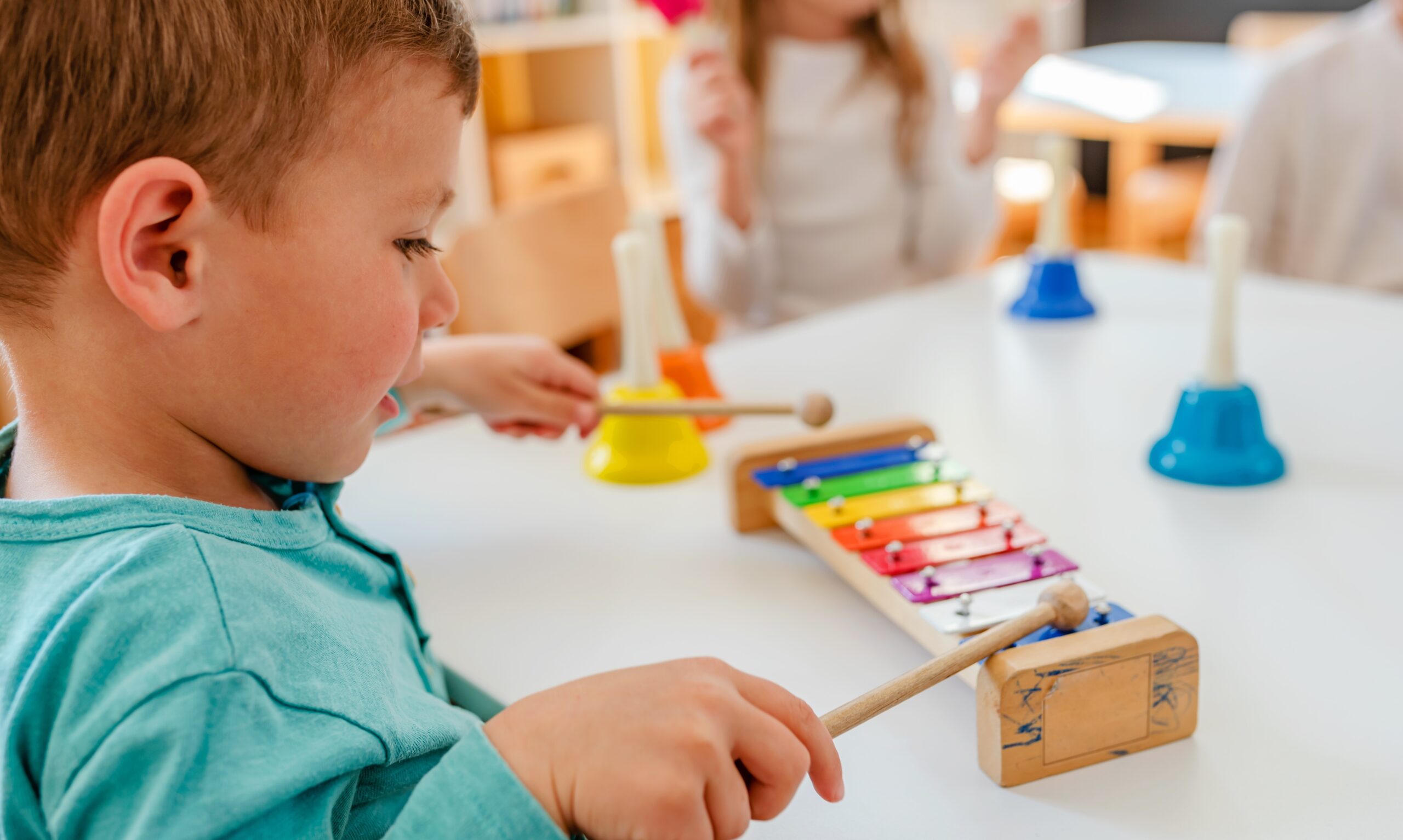 Kindergarten Children Learning Music Using Various Colorful  Instruments. Learning Music for Kids using Colors. Montessori Music Activities for Preschoolers.